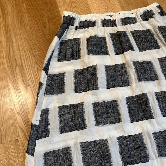Pillar Canada Cotton Linen Blend Modern Square Print Skirt sz 12 - Picture 2 of 6